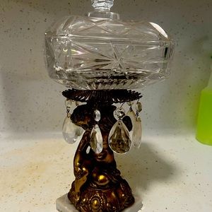 Vintage Hollywood Regency Crystal Candy Compote Dish